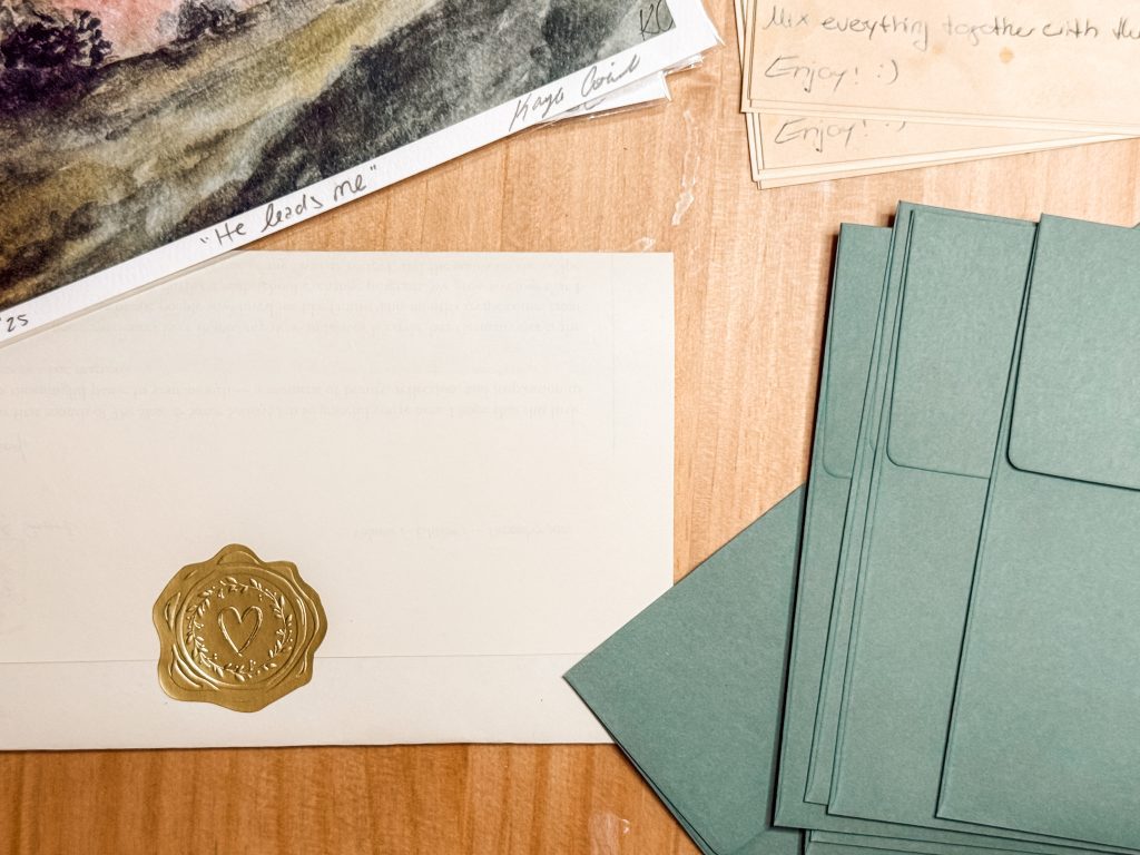 Slow & Savor Society letter, envelope and painting